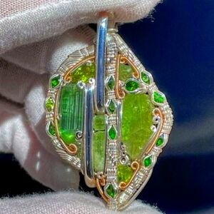 14Kt Gold and Silver heady Wire Wrap pendant